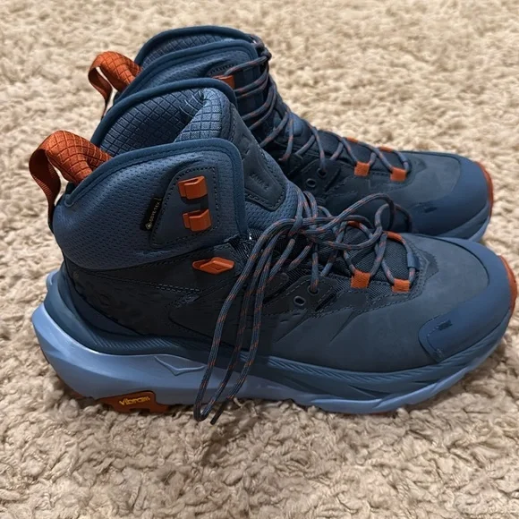 NIB Hoka One Men's Navy and Orange Boots M Kaha 2 GTX Hiking Shoes - Picture 4 of 7
